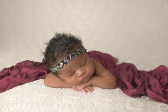 Iridescent Black Beaded Headband / Baby Headband / Baby Girl Headband / Newborn Headband / Petite Headband / Black Headband / Baby Gift