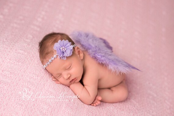 Lavender Angel Wings, Angel Wings, Baby Wings, Rhinestone Headband, Newborn Prop, Wing Prop, Newborn Prop, Wing Prop, Newborn Wings