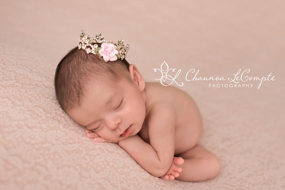 Austrian Crystal Rhinestone Crown, Princess Crown, Newborn Crown, Newborn Baby Prop, Mini Crown, Newborn Photo Prop, Pink Crown