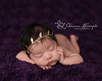 Gold Ivy Headband / Baby Girl Headband / Grecian Headband / Petite Headband / Gold Halo / Baptism Headband / Flower Girl Headband