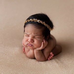Gold Headband, Sequin Headband, Baby Headband, Baby Tie Back, Petite Headband, Baby Girl Headband, Newborn Headband, Christening Headband