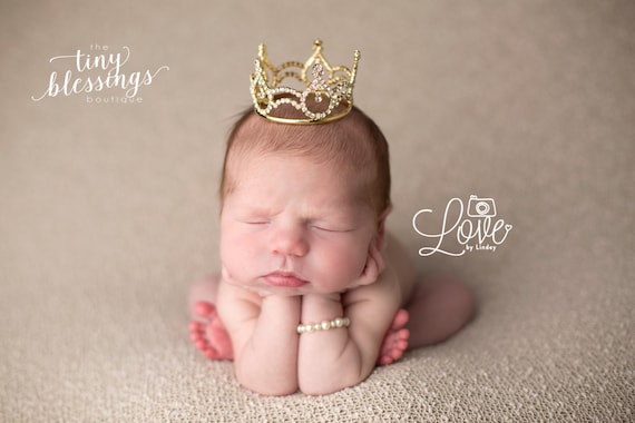 Gold Newborn Rhinestone Crown First Birthday Crown Baby Shower Gift  Newborn Photo Prop Flower Girl Baby Girl Crown Baby Tiara