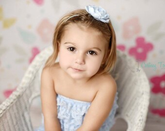 Petite Delaney, Blue Headband, Light Blue Flower Headband, Baby Girl Headband, Baby Headband, Photo Prop, Newborn Prop, Baby Girl Photo Prop