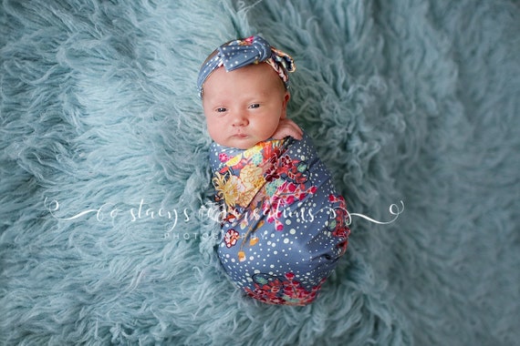 Knit Swaddle Blanket / Knot Headband / Headband Swaddle Set / Lightweight Baby Blanket / Swaddling Blanket / Coming Home Outfit
