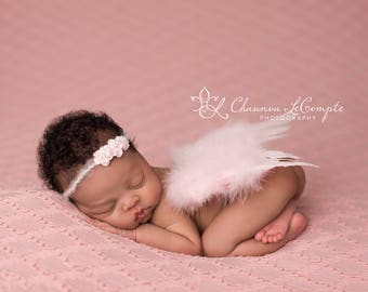 Pink Baby Wing Set / Baby Angel Wing Set / Flower Tie Back / Angel Wings / Newborn Photo Prop / Newborn Wing / Newborn Angel Costume
