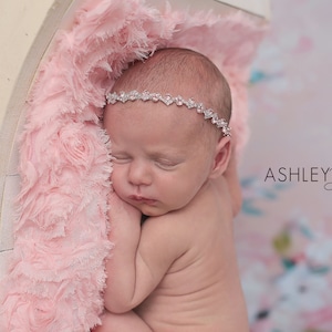 Bandeau en strass rose / bandeau bébé fille / accessoire photo nouveau-né / bandeau premier anniversaire / bandeau en cristal / bandeau bling simple