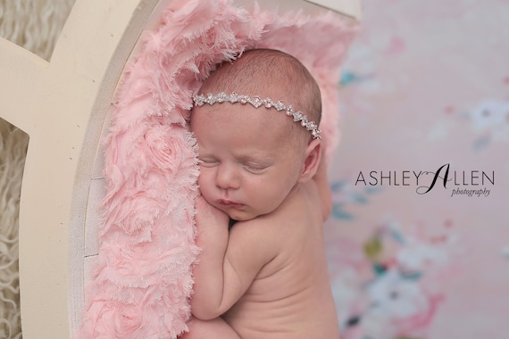 Pink Rhinestone Headband Baby Girl Headband Newborn Photo Prop