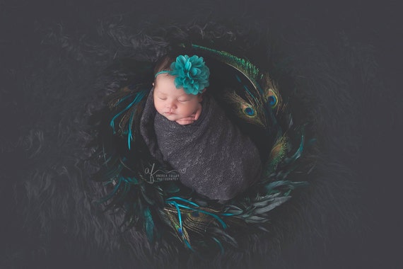 Aqua Flower Headband, Aqua Headband, Flower Headband, Baby Girl Headband, Baby Headband, Newborn Headband, Photo Prop, Mae Headband
