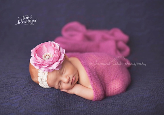 Delaney, Rose Headband, Mauve Flower Headband, Baby Girl Headband, Baby Headband, Photo Prop, Newborn Prop, Baby Girl Photo Prop