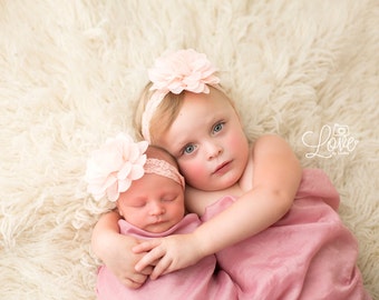 Peach Flower Headband, Peach Headband, Flower Headband, Baby Girl Headband, Baby Headband, Photo Prop, Mae Headband, Sister Set