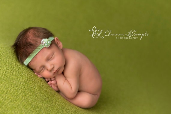 Rhinestone Pearl Headband / Mint Green Headband / Newborn Headband / Baby Headband / Petite Headband / Baby Girl Headband / Newborn Prop