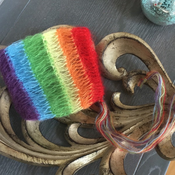 Rainbow Bonnet / Rainbow Baby Prop / Rainbow Baby Newborn Prop / Knit Rainbow Bonnet / Knit Baby Bonnet / Knit Newborn Bonnet