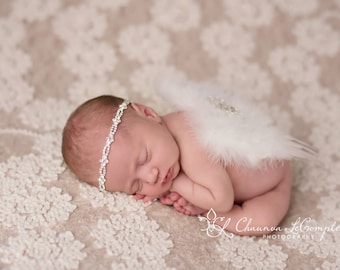 Conjunto de alas de bebé blanco / Conjunto de alas de ángel bebé / Diadema de pedrería / Alas de ángel / Accesorio fotográfico para recién nacidos / Ala de recién nacido / Traje de ángel para recién nacidos
