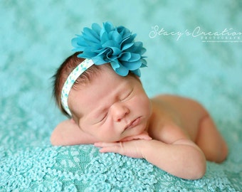 Jade Flower Headband, Aqua Headband, Flower Headband, Baby Girl Headband, Baby Headband, Newborn Headband, Photo Prop, Mae Headband
