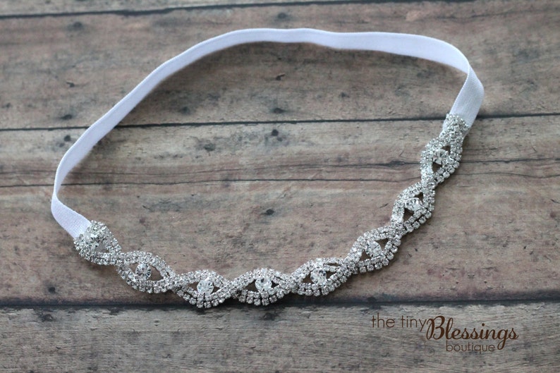 Rhinestone Headband / Baby Girl Headband / Rhinestone Tie Back Etsy