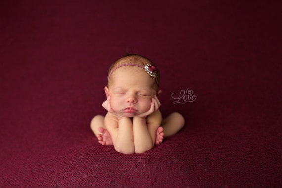 Maroon Gold Rhinestone Headband Stunning Fit for a Queen Newborn Baby Headband Baby Crown Photo Prop