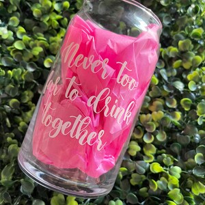 Best Friend Beer Can Glass / Glass Iced Coffee Tumbler / Floral Beer Can Glass / Aesthetic Glass / Coffee Lover Gift / Gift for Friend