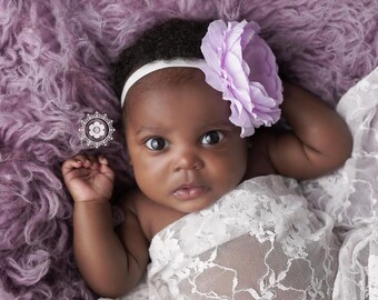 Delaney, Lavender Headband, Lavender Flower Headband, Baby Girl Headband, Baby Headband, Photo Prop, Newborn Prop, Baby Girl Photo Prop