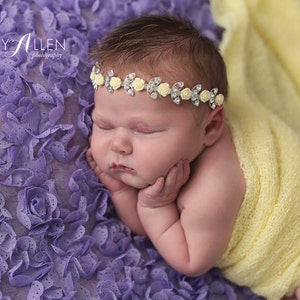 Yellow Floral Rhinestone Headband, Newborn Rhinestone Headband, Newborn Headband, Simple Headband Baby Headband, Photo Prop, Newborn Prop