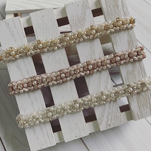 Rose Gold Rhinestone Pearl Headband / Baby Girl Headband / Newborn Prop / Rhinestone Headband / Newborn Headband / Christening Headband