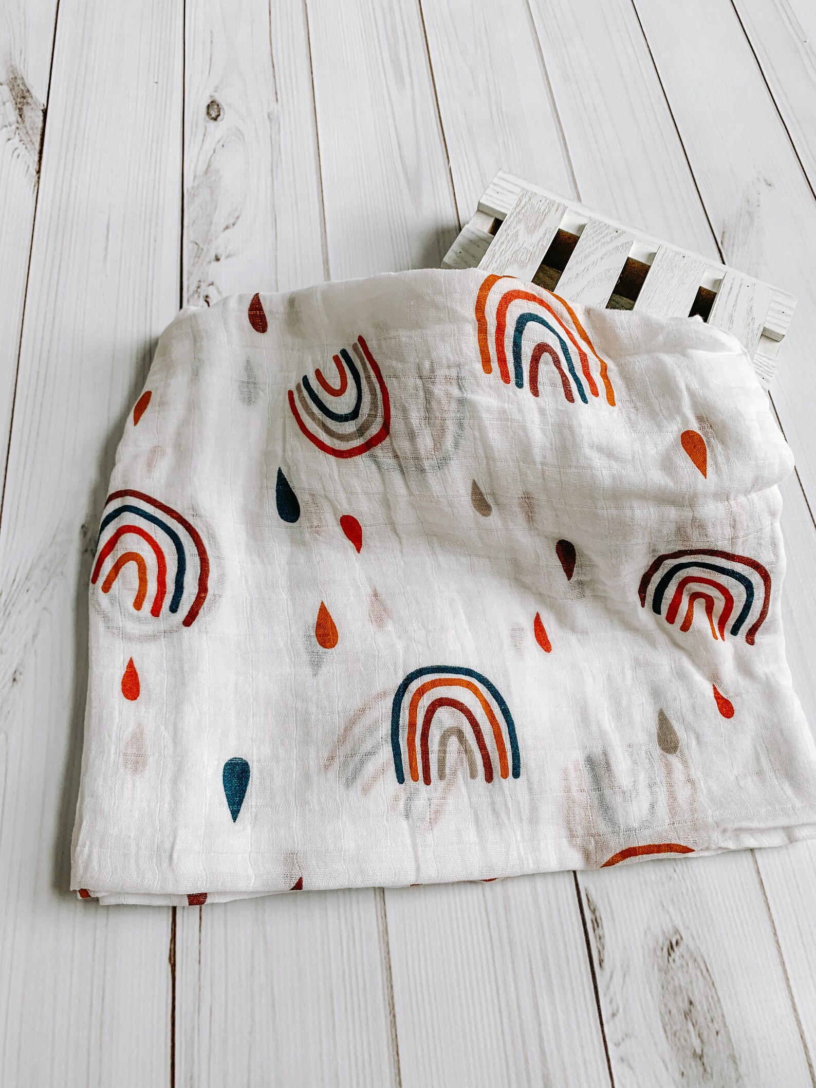 Rainbow Muslin Swaddle Blanket / Muslin Swaddle Blanket / Etsy