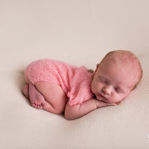 Pink Mohair Romper / Photo Prop / Mohair Photo Prop / Mohair Romper / Newborn Photo Prop / Pink Knit Romper / Newborn Romper / RTS