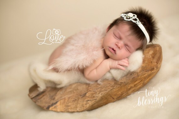 Angel Baby Couture Deep Ivory Angel Wings and Rhinestone Headband Set Beautiful Newborn Photo Prop Infant Newborn Wing Set Newborn Prop
