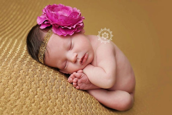 Delaney, Fucshia Headband, Pink Flower Headband, Baby Girl Headband, Baby Headband, Photo Prop, Newborn Prop, Baby Girl Photo Prop