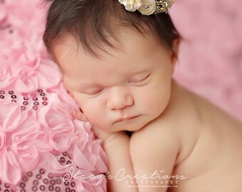 Gold Newborn Rhinestone Crown / First Birthday Crown / Baby Shower Gift / Newborn Photo Prop / Flower Girl / Baby Girl Crown / Baby Tiara