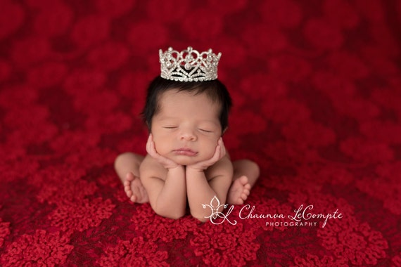 Austrian Crystal Rhinestone Crown, Princess Crown, Newborn Crown, Newborn Baby Prop, Mini Crown, Newborn Photo Prop, Heart Crown