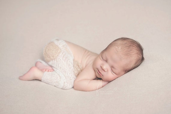 Newborn Pants / Ivory Knit Pants / Mohair Photo Prop / Mohair Romper / Newborn Photo Prop / Newborn Knit Outfit / Newborn Romper / RTS