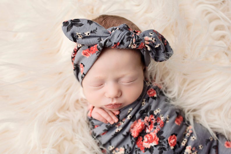 Knit Swaddle Blanket Knot Headband Headband Swaddle Set Etsy