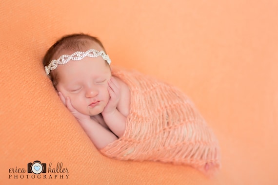 Stunning Fit for a Queen Isadora Newborn Rhinestone Tie Back Baby Headband Halo Baby Crown Photo Prop
