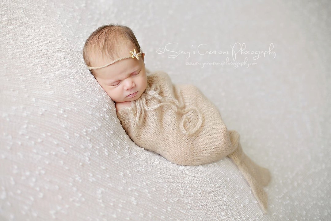 Beige Mermaid Swaddle Sack / Mermaid Photo Prop / Newborn Mermaid Sack