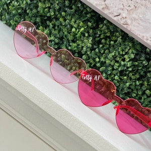 40th Birthday Sunglasses / Forty AF / Custom Heart Sunglasses / Personalized Heart Sunglasses / Women&#39;s Heart Sunglasses / Birthday Glasses