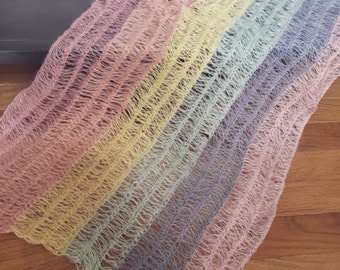 Rainbow Mohair Wrap, Newborn Photo Prop, Newborn Wrap, Mohair Wrap, Rainbow Prop, Rainbow Baby, Pastel Rainbow Wrap