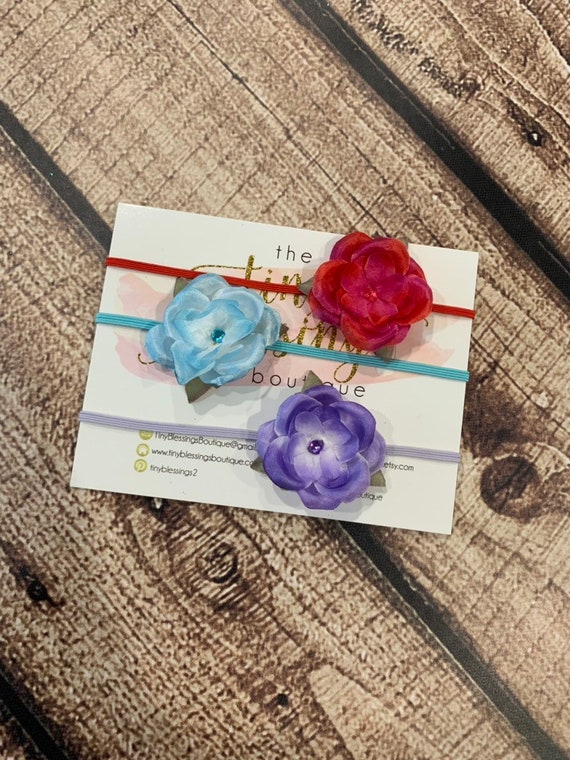 Petite flower Headband / Stretchy Headband / Newborn through Through Toddler Headband / Petite Headband / Baby Girl Headband / Headband Set