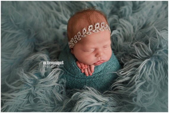 Stunning Fit for a Queen Newborn Rhinestone Leaf Headband Tie Back Baby Headband Halo Baby Crown Photo Prop