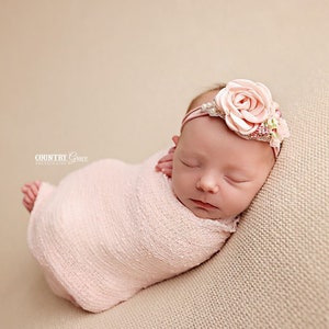 Pink Headband / Newborn Romper / Newborn Headband / Floral Lace Newborn Romper / Heart Lace Romper / Newborn Photo Prop / RTS / Valentines