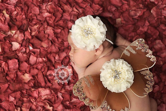 Brown and Ivory Butterfly Wing Set, Newborn Wings, Newborn Wing Prop, Baby Wing Prop, Newborn Photo Prop, Newborn Butterfly Wings