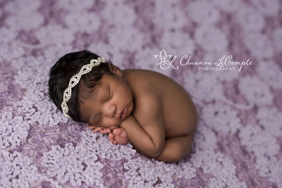 Baby Rhinestone Headband Rhinestone Tie Back Newborn Headband Baby Headband Vintage Style Headband Baby Girl Headbands Newborn Photo Prop