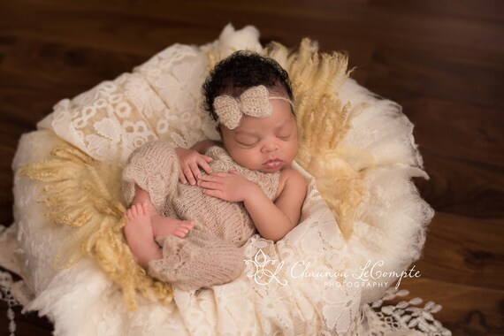 Beige Mohair Halter Romper and Tie Back, Photo Prop, Mohair Photo Prop, Mohair Romper, Newborn Photo Prop, Mohair Tie Back