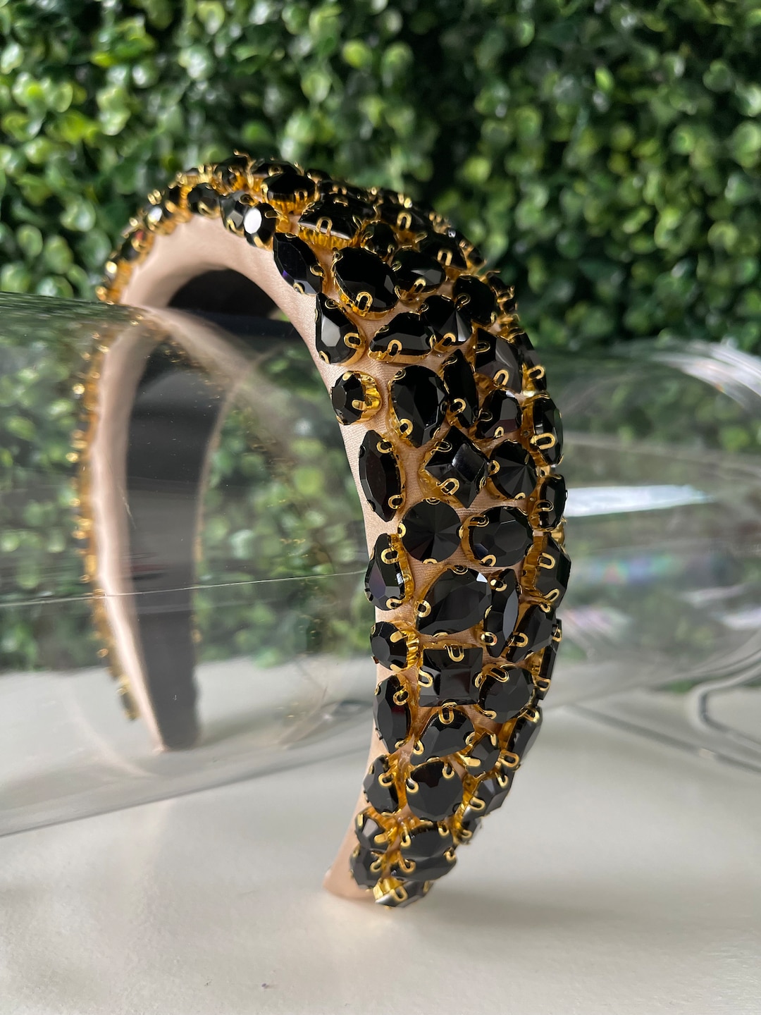 Black Rhinestone Headband for Women / Statement Headband / Jeweled