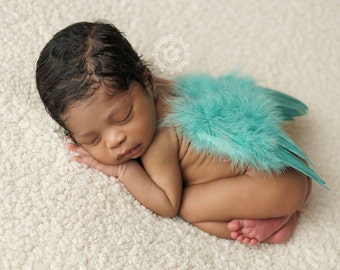 Aqua Baby Wings / Baby Angel Wing Set / Aqua Angel Wings / Newborn Photo Prop / Newborn Wing / Newborn Angel Costume / Baby Boy Angel Wings