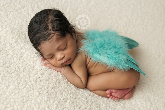 Angel Baby Couture Teal Aqua Wings Angel Baby Wing and Flower Headband Set Beautiful Newborn Photo Prop Infant Toddler Many Colors