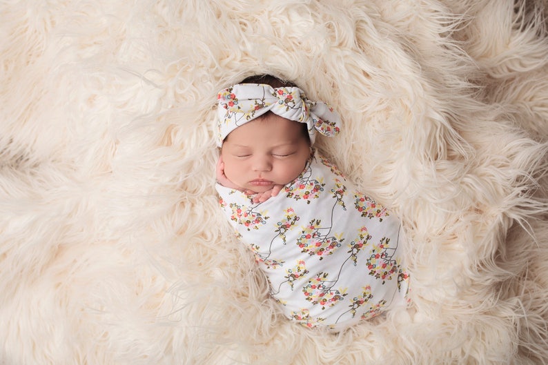 Knit Swaddle Blanket Knot Headband Headband Swaddle Set Etsy