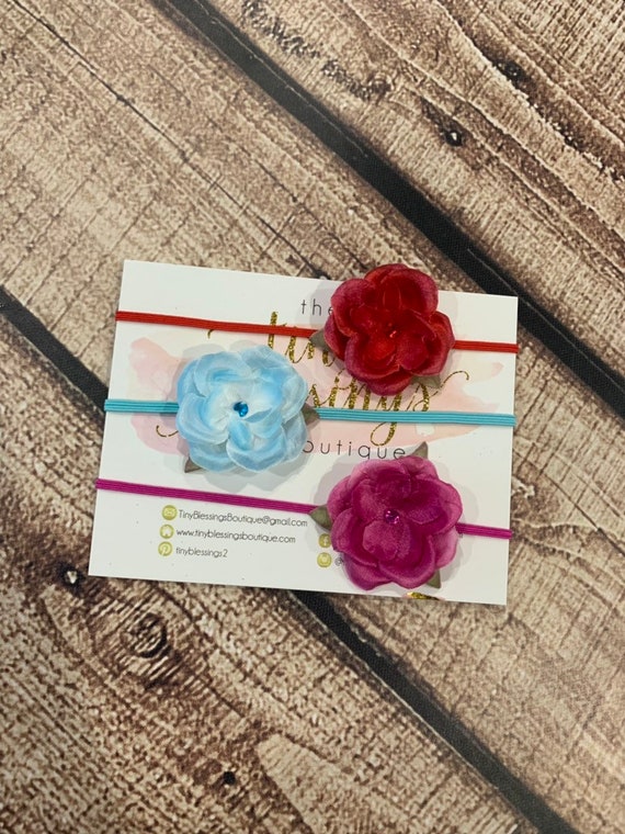 Petite flower Headband / Stretchy Headband / Newborn through Through Toddler Headband / Petite Headband / Baby Girl Headband / Headband Set