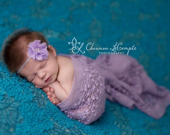 Elaina Collection, Lavender Rhinestone Pearl Headband, Flower Headband, Newborn Headband, Infant Headband