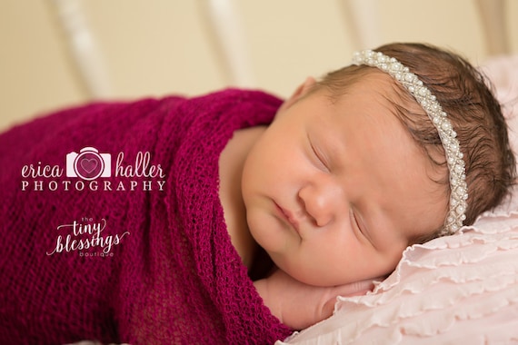 Beaded Headband, Baby Headband, Baby Tie Back, Petite Headband, Baby Girl Headband, Newborn Headband, Christening Headband, Baptism