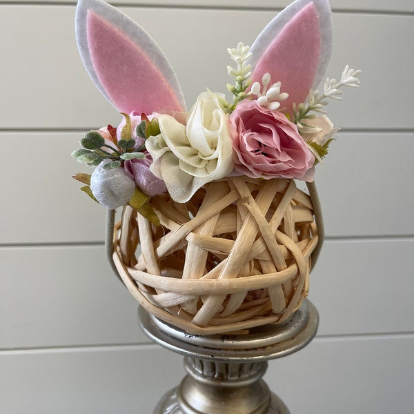 Floral Bunny Headband / Newborn Photo Prop / Newborn Prop / Easter Prop / Bunny Ear Headband / New Baby Gift / Baby Girl Headband